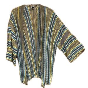 Missoni Authentic Women’s Sz 6 Yellow Gray Taupe Aqua Knit Cardigan